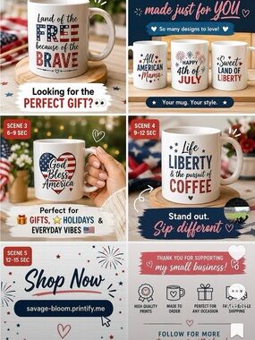 American Patriotic Coffee Mug Collection - Red White Blue Designs